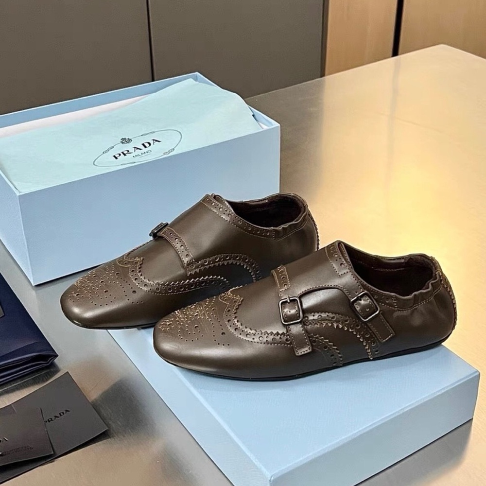 Prada Women's Brown Leather Loafers